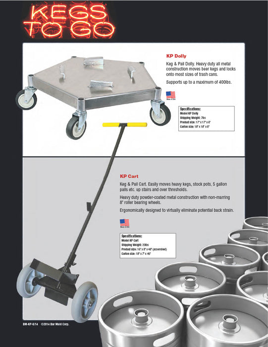 Bar-Maid KPC-100 Keg and Pail Dolly, Ergonomic Handle