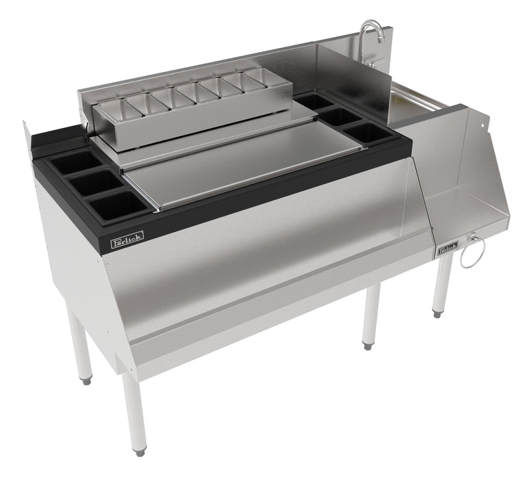 Perlick UCS48B-LF Bartender Cocktail Station 48" Stainless Steel Bar with 30" Ice Chest and 18" Sink