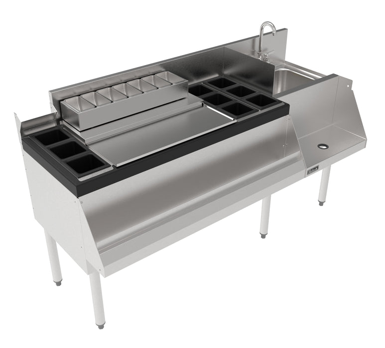 Perlick UCS60A-LF Bartender Cocktail Station 60" Stainless Steel Bar with 42" Ice Chest and 18" Sink