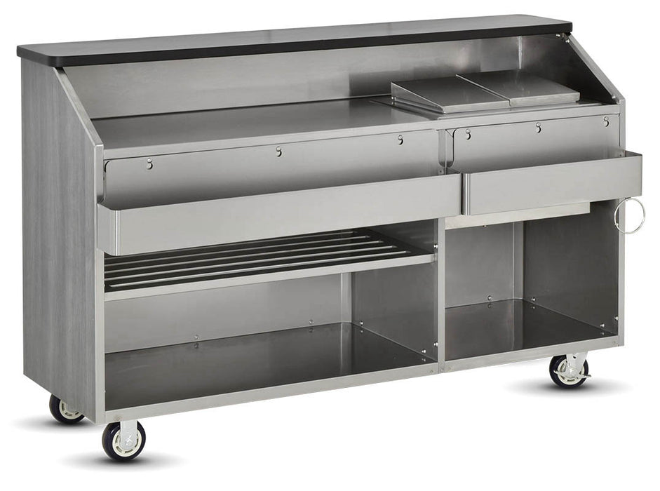 FWE CB-6 Professional Series Mobile Bar - 72" with Wheels, Ice Chest, Speed Rail