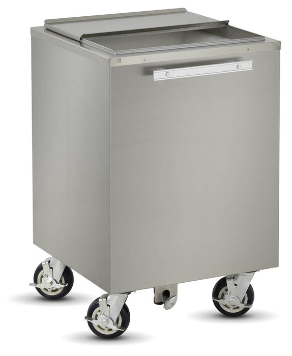 FWE SIC-200 Insulated Mobile Ice Bin - Stainless Steel 200LB Capacity, Sliding Cover