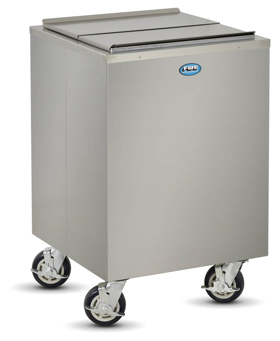 FWE SIC-200 Insulated Mobile Ice Bin - Stainless Steel 200LB Capacity, Sliding Cover